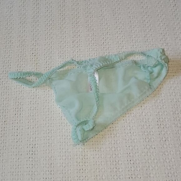 Enchanting Embellished Vneck 2 Piece Mint Green Sz M Negligee Sz S Thong - Picture 9 of 12